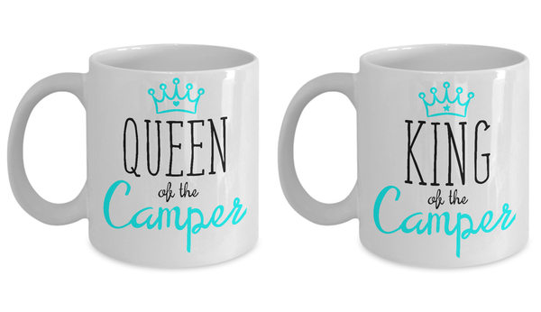 Camping Couple Mugs Queen King of the Camper Gift