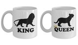 Matching Couple Mugs King Queen Lion Gift His Hers Coffee Cup