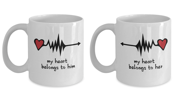 My Heart Belong to Her Him Couple Matching Mugs