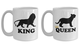 Matching Couple Mugs King Queen Lion Gift His Hers Coffee Cup