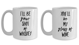 Couple Mugs Matching Drinking Buddies Wine and Whiskey Set