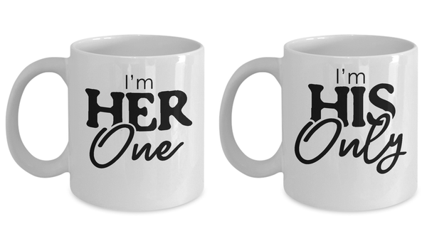 Matching Couple Mugs Love Statement Her One His Only Gift