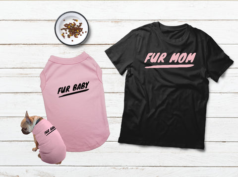 T Shirt for Dog Mom Gift Fur Mama and Baby Matching Pajamas with Dog