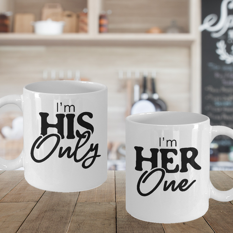 Matching Couple Mugs Love Statement Her One His Only Gift