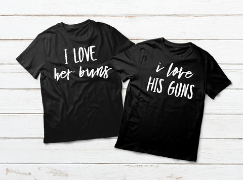 Couple Shirts His and Her Matching Guns Buns Gift