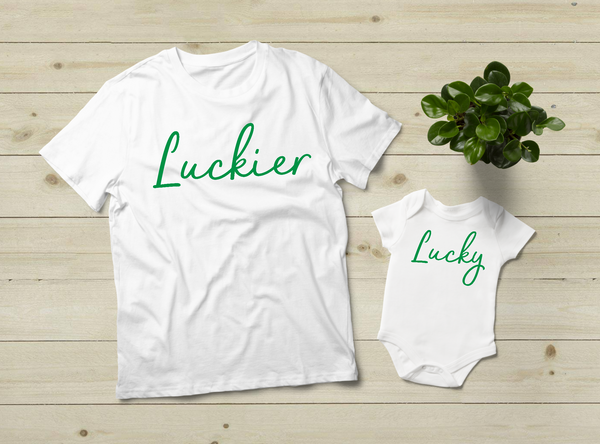 Mom and Baby Matching Outfits St Patrick Day Shirts Lucky Luckier