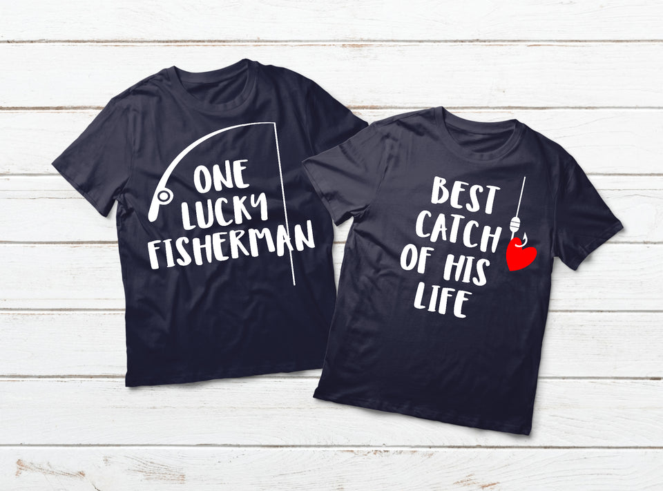 Fishing Couples Shirts Fisherman Love Gift -White