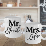 Couple Matching Mugs Mr. and Mrs. Good Life Gift
