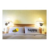 Couple Pillowcases Bee Be Happy Funny Pun