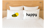 Couple Pillowcases Bee Be Happy Funny Pun