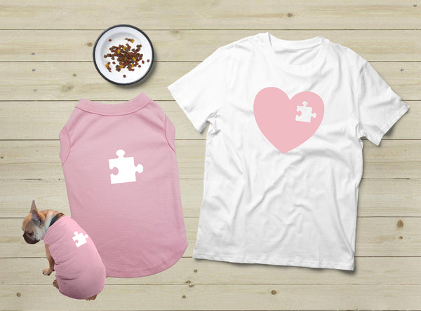 T Shirt For a Dog Lover Gift Matching Pajamas with Dog Puzzle Heart