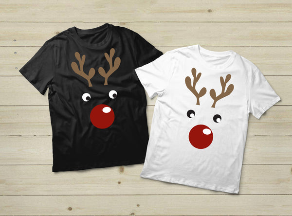 Rudolph Couple Shirts Matching Christmas His and Hers Gift