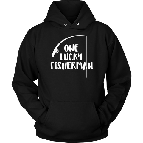 Fishing Couples Hoodies Lucky Fisherman Gifts for Couples -Black