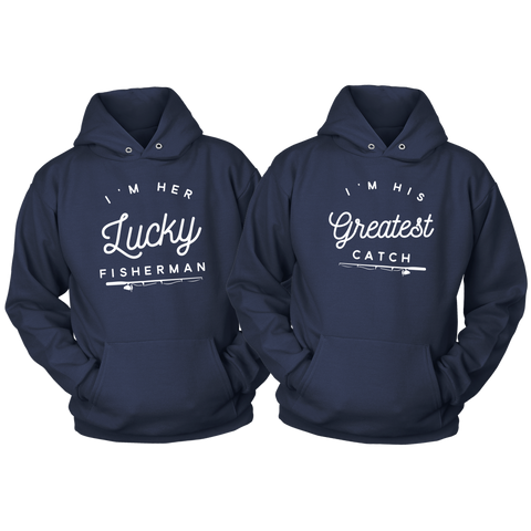 Fishing Couple Hoodies Lucky Fisherman Love Sweatshirt