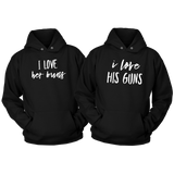 Couples Hoodies His and Hers Guns Buns