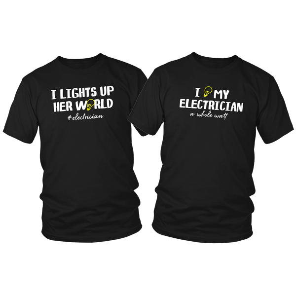 T Shirts for Couples Electrician Love