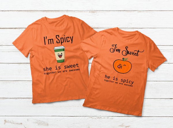 Halloween Couples T Shirts Spicy and Sweet
