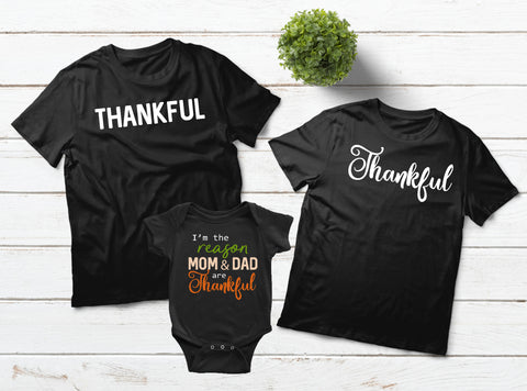 Thankful Family T Shirts Thanksgiving Outfit