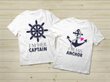 Cruise Couple Shirts His and Hers Captain Anchor Nautical Gift