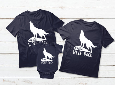 Wolfpack Family T Shirts Wolf Mama Dad Son Daughter Matching Shirts